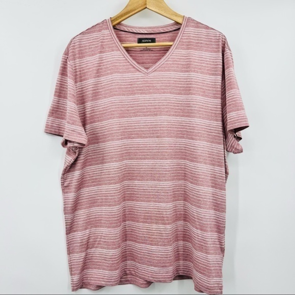 Alfani Mens Striped Stretch‎ V Neck Tee XL